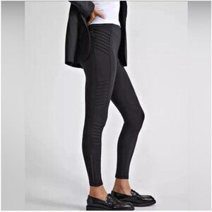Athleta Delancey Moto Tights Black – Medium Athleisure Zipper Ankle Leggings